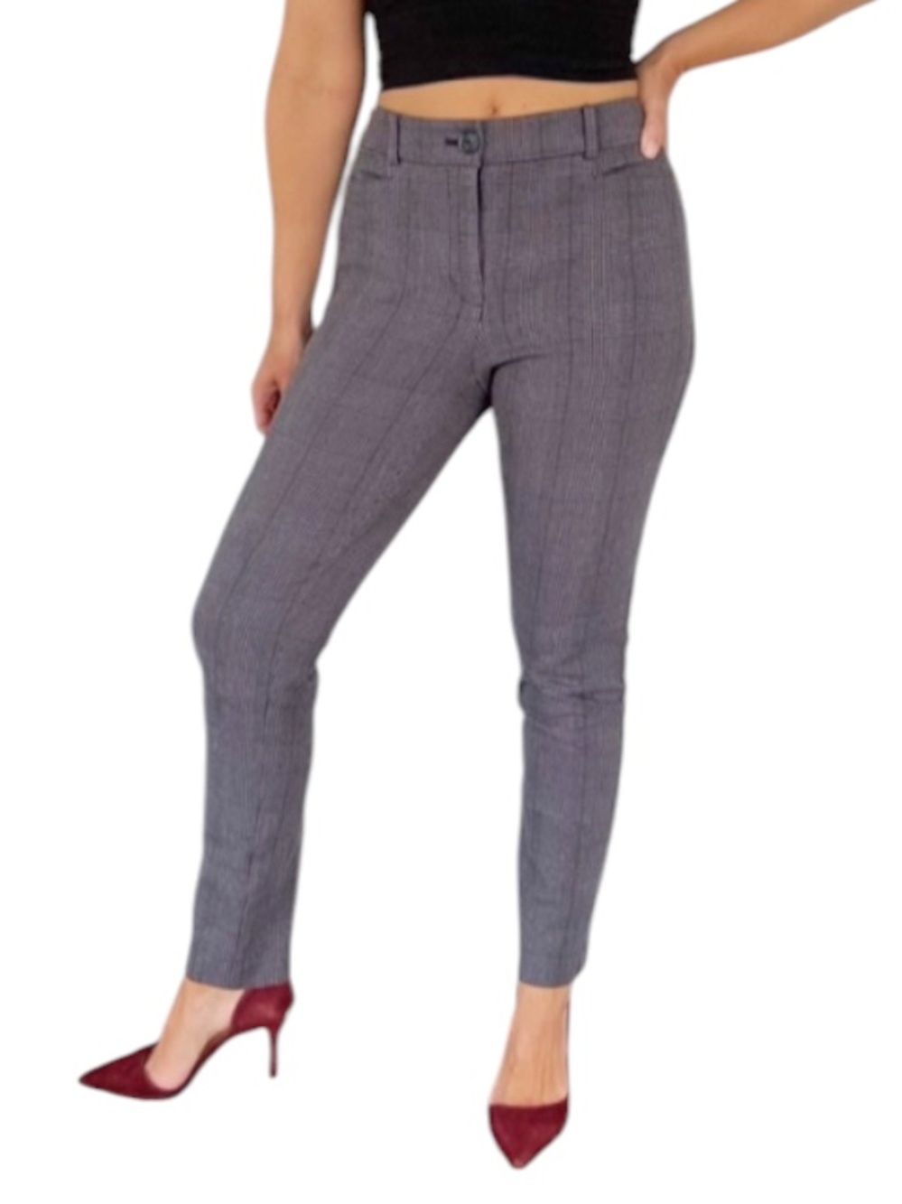 LOFT Curvy Skinny gray plaid print high rise cotton dress pants size 4T